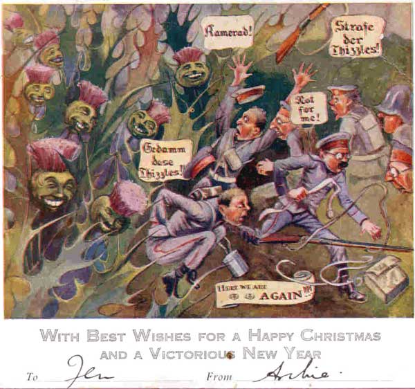 World War I Christmas Card in the form of a cartoon